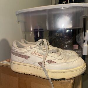 Reebok White Sneakers with chettah Accents